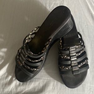 Black Croft and Barrow wedged sandals size 7. Lightly worn.